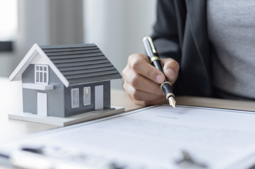 Modern home construction with scaffolding and machinery